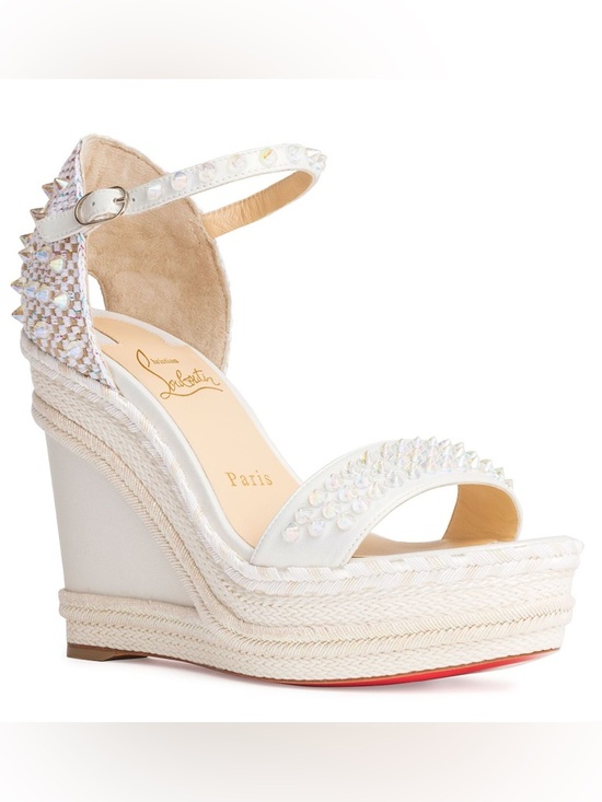Christian Louboutin Shoes - CHRISTIAN LOUBOUTIN Madmonica 120 White Leather Wedges Size 40
